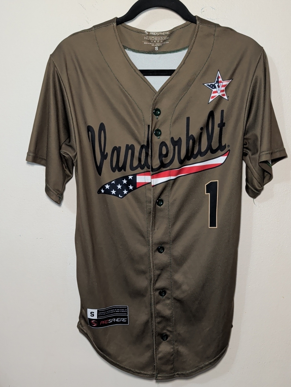 ProSphere Vanderbilt University Commodores Salute to Service Baseball Jersey S